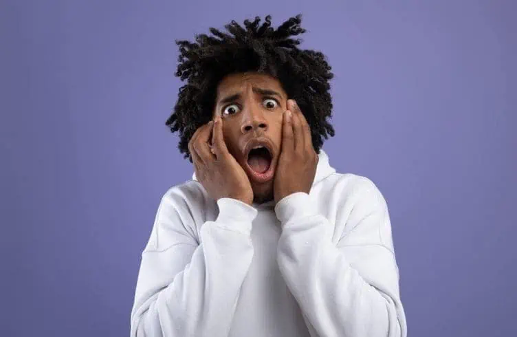 Black teenager frightened/ scared