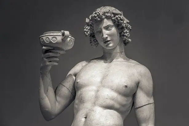 Portrait of the wine statue of Dionysys Bacchus