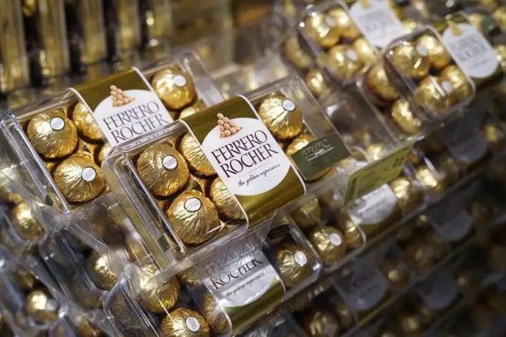 Ferrero Rocher chocolate in plastic boxes