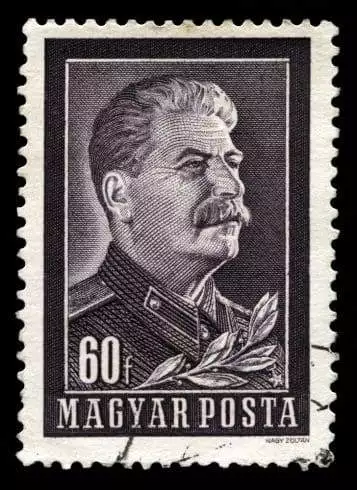 Portrait of Joseph Stalin on a Hungarian postage stamp
