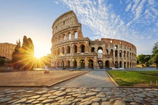 Sunset view of Colosseum, Rome