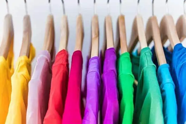 Clothes hanging on the clothing rack