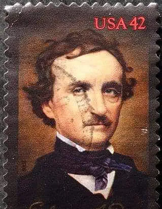 Picture of Edgar Allen Poe on a post stamp