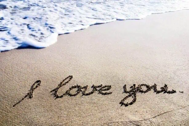 I love you written on the beach
