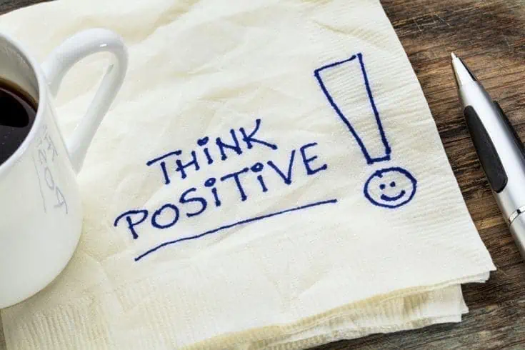 Think positive written on a tissue paper