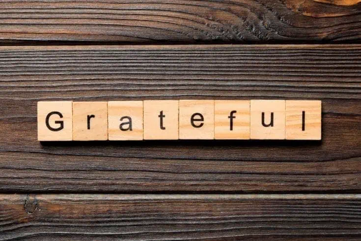Grateful written with wooden blocks