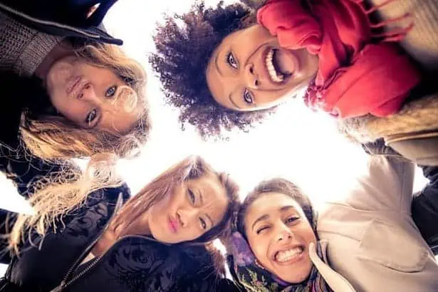 Group of college girls hanging out together