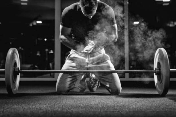A muscular guy gymming