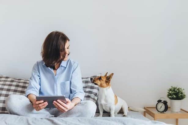 Woman with her pet dog