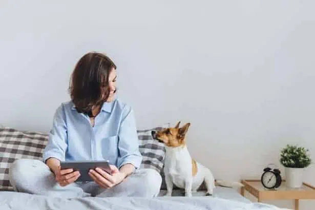 Woman with her pet dog