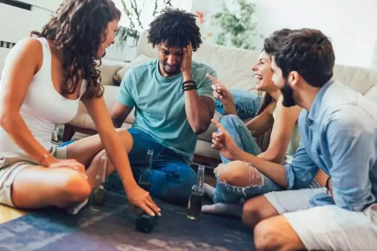 Group of friends playing truth or dare