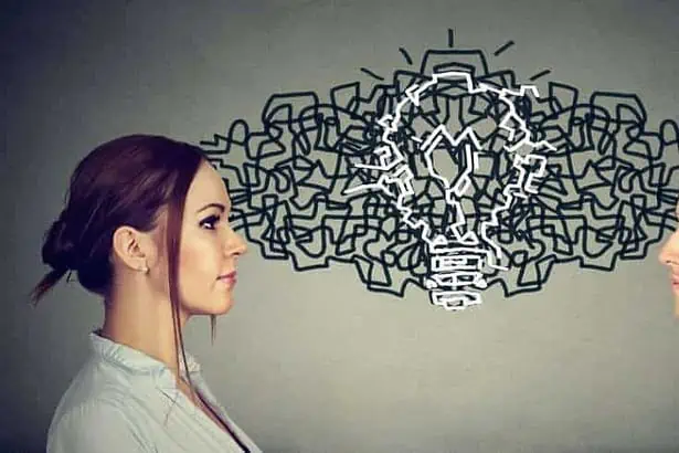 Telepathy conceptualised between a young woman and a man
