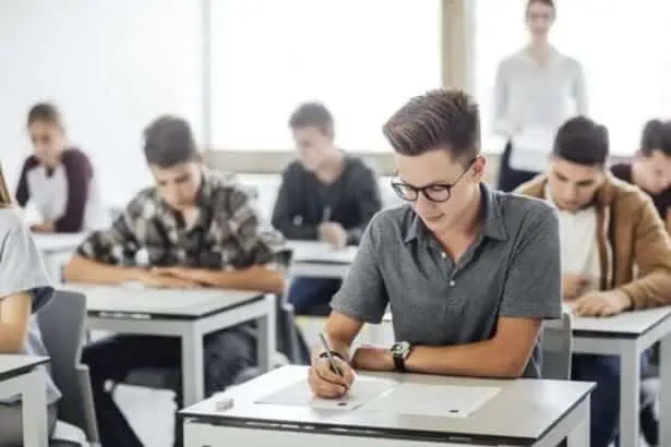 Students taking an exam