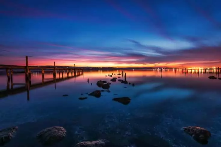 Sunset over lake