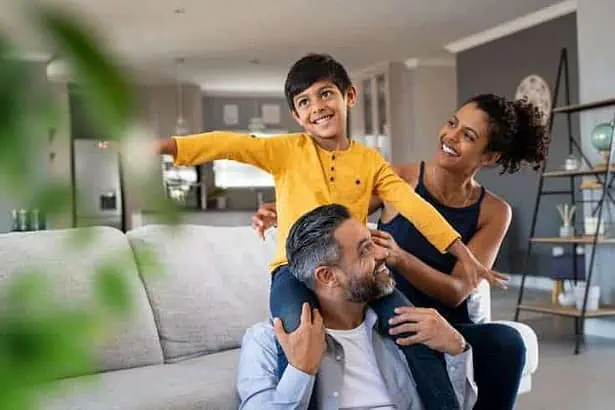 Parents bonding with their son