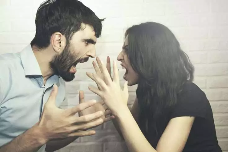 Couple shouting at each other