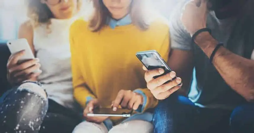 People using smartphones