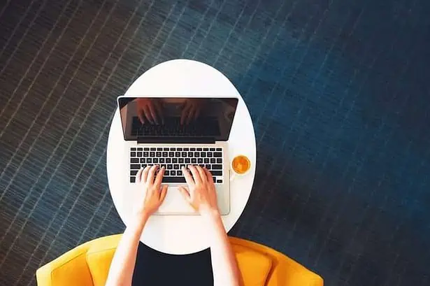 Woman working on a laptop