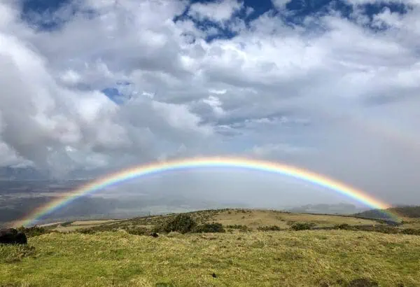 A fully visible rainbow.