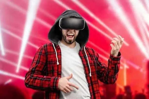 Man enjoying with VR glasses
