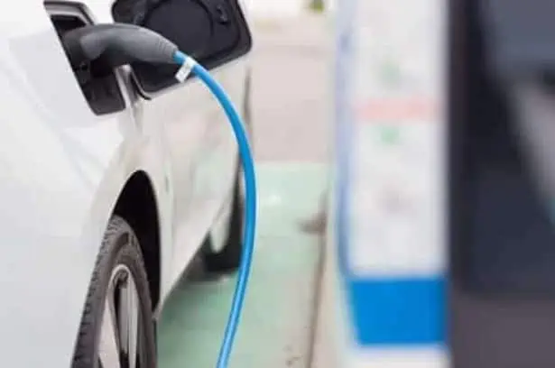 Charging an electric car.