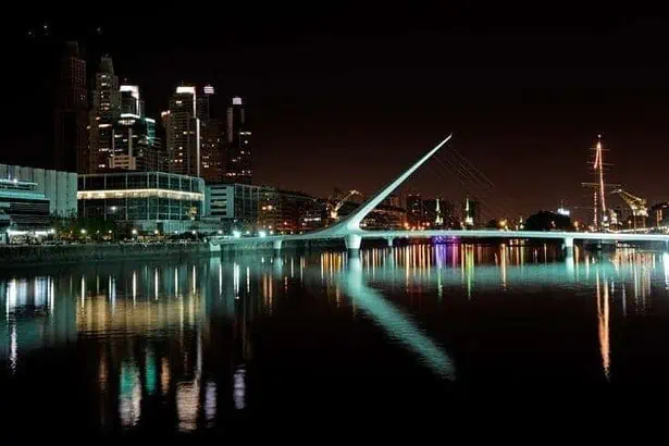 Bridge of the Woman (Puente De La Mujer) by night, Buenos Aires, Argentina.