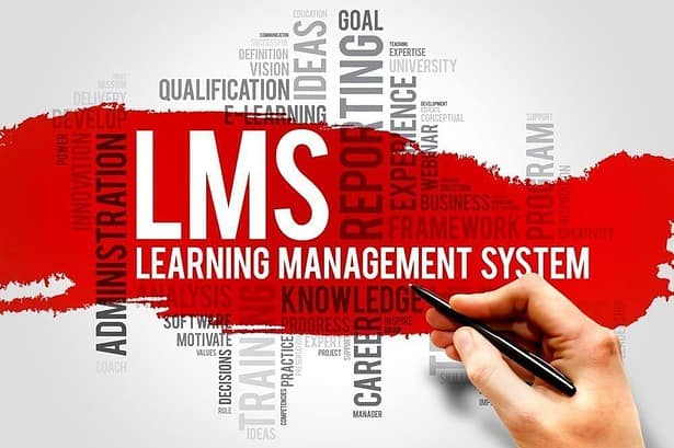 Learning Management System (LMS) word cloud business concept.