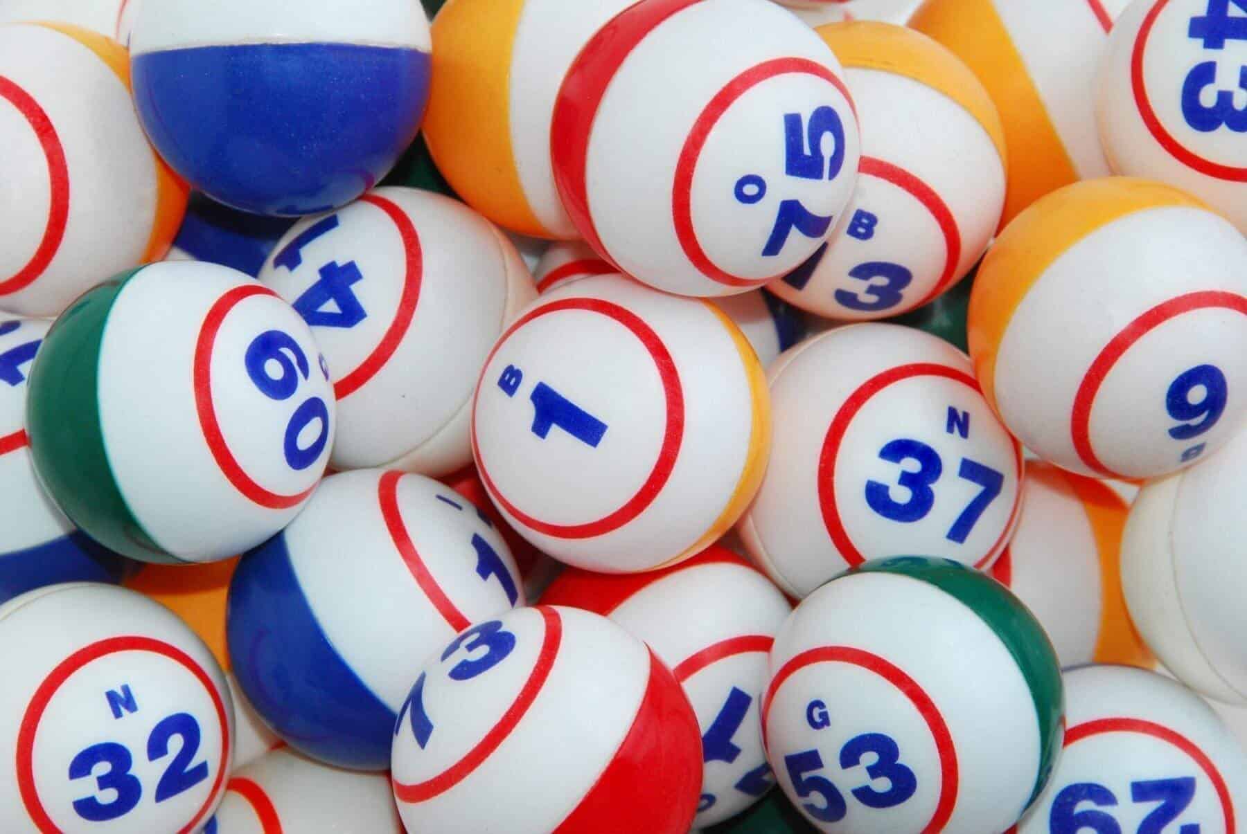 Bingo balls colored.