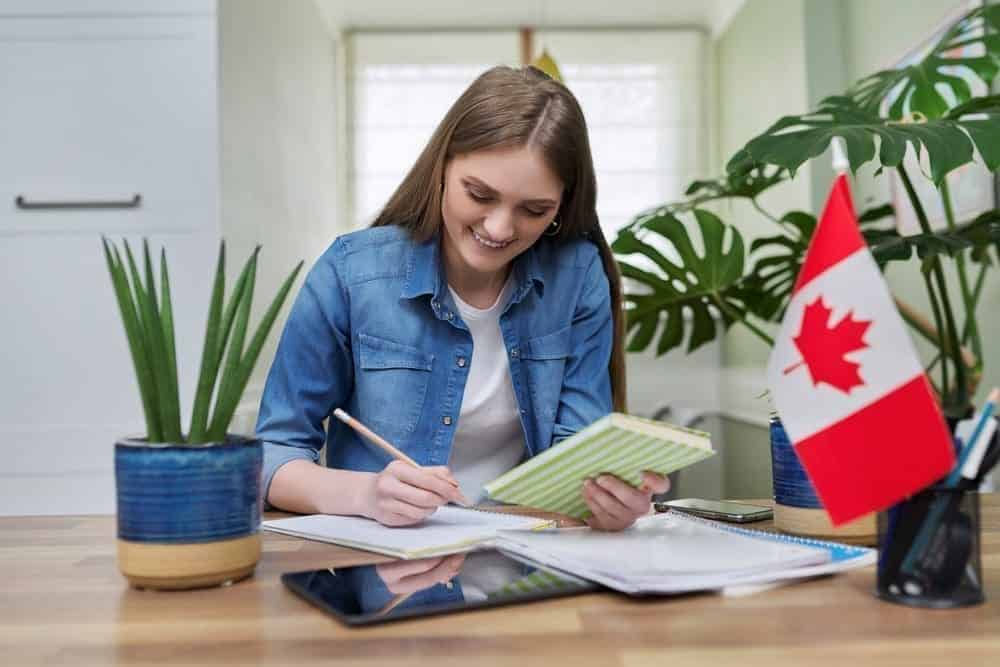 Canadian student studying.