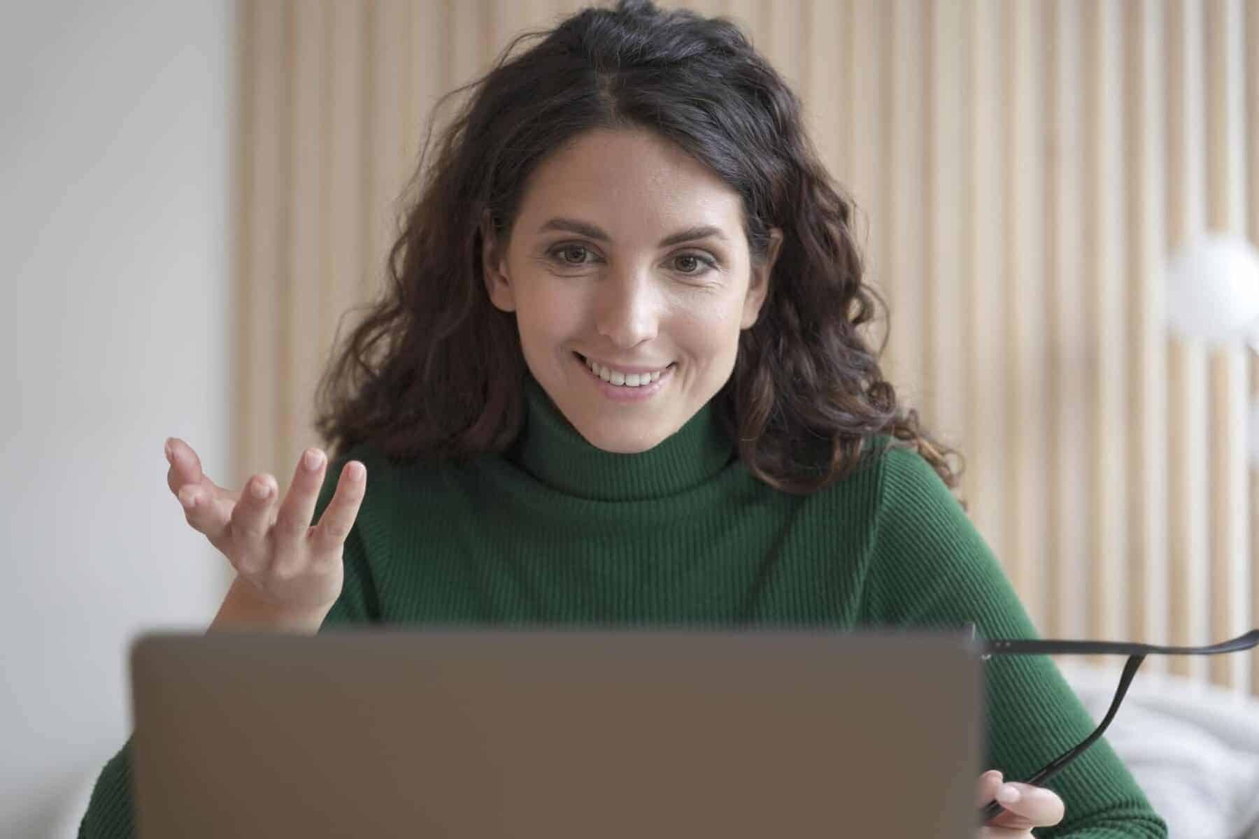 Woman on a video call.
