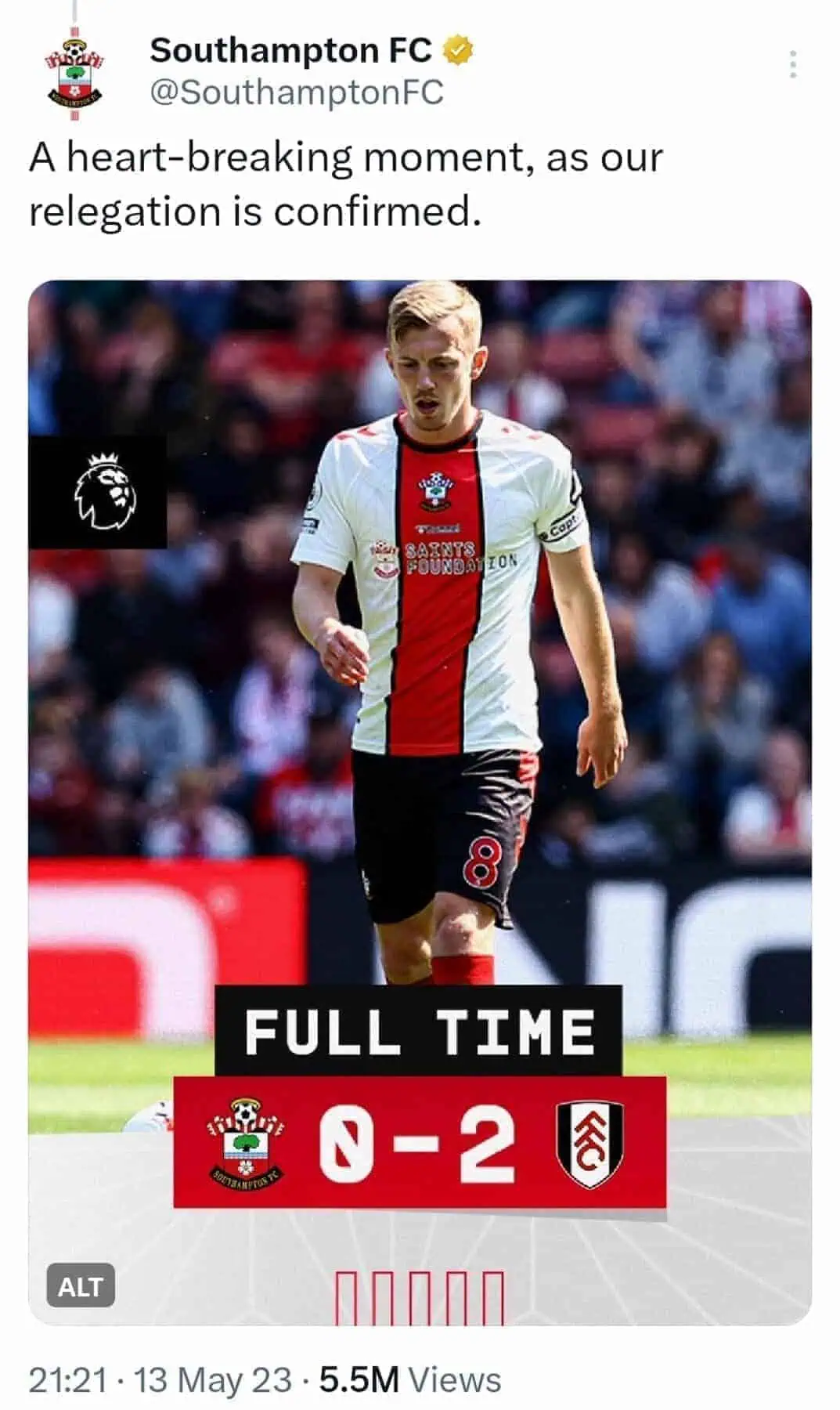 Southampton Relegated