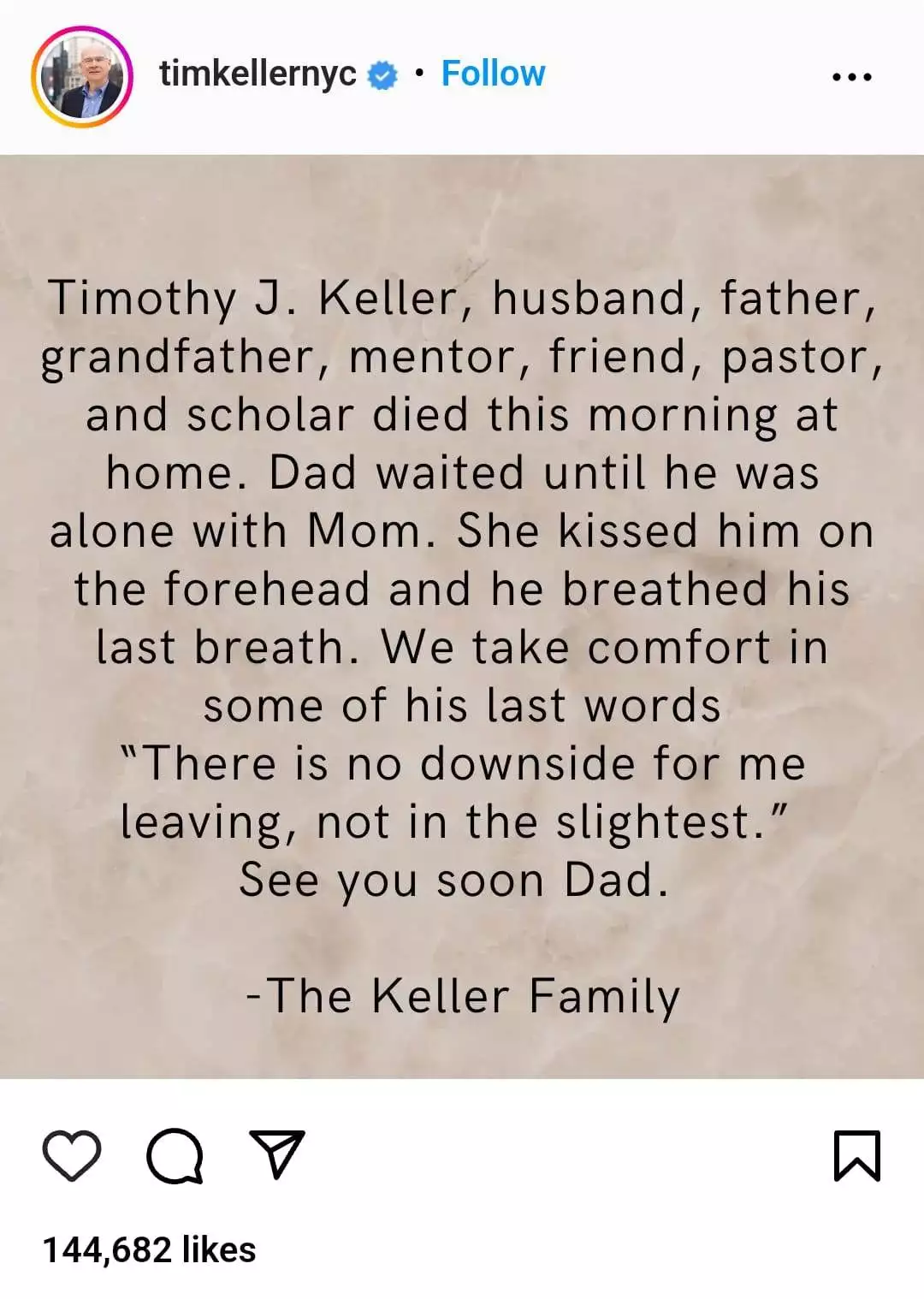 American Pastor and Scholar Timothy J Keller Dies at 72! 2 Timothy J Keller