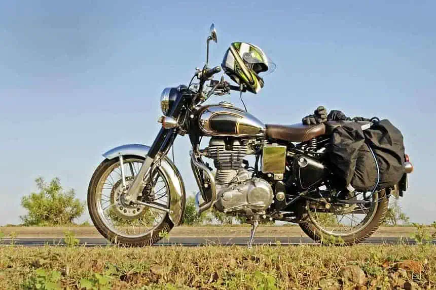 Bike parked on a highway