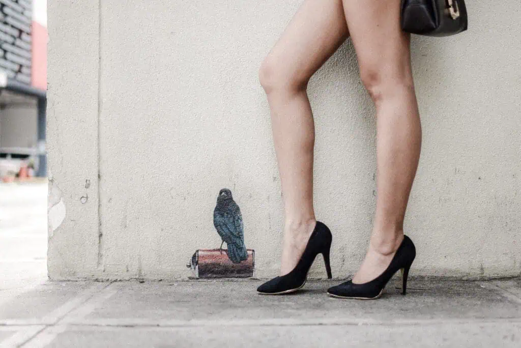 a woman wearing high heels