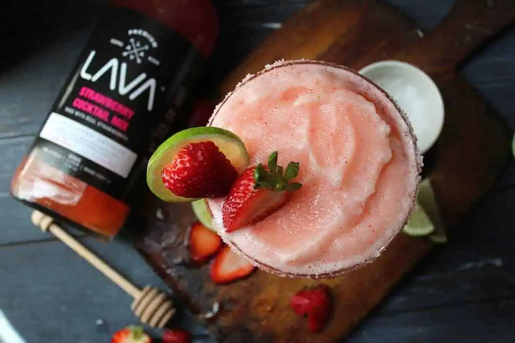 A Frozen Strawberry Margarita Top View.