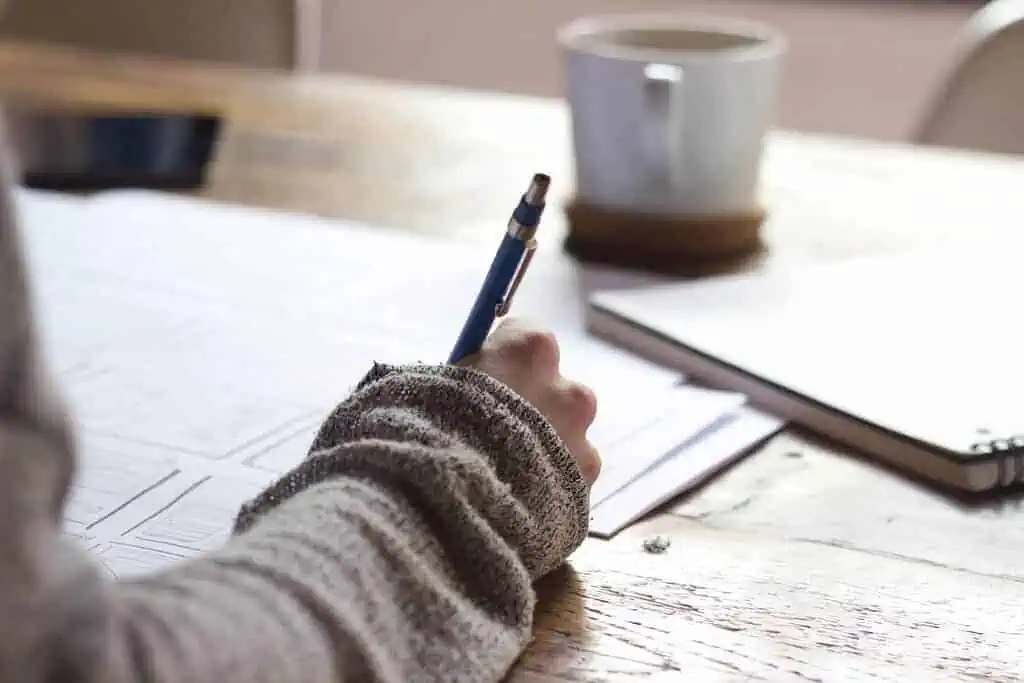 A girl. writing something