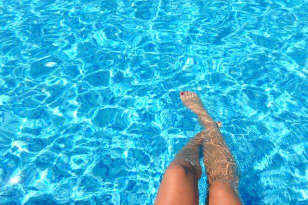 Picture of woman's legs in swimming pool