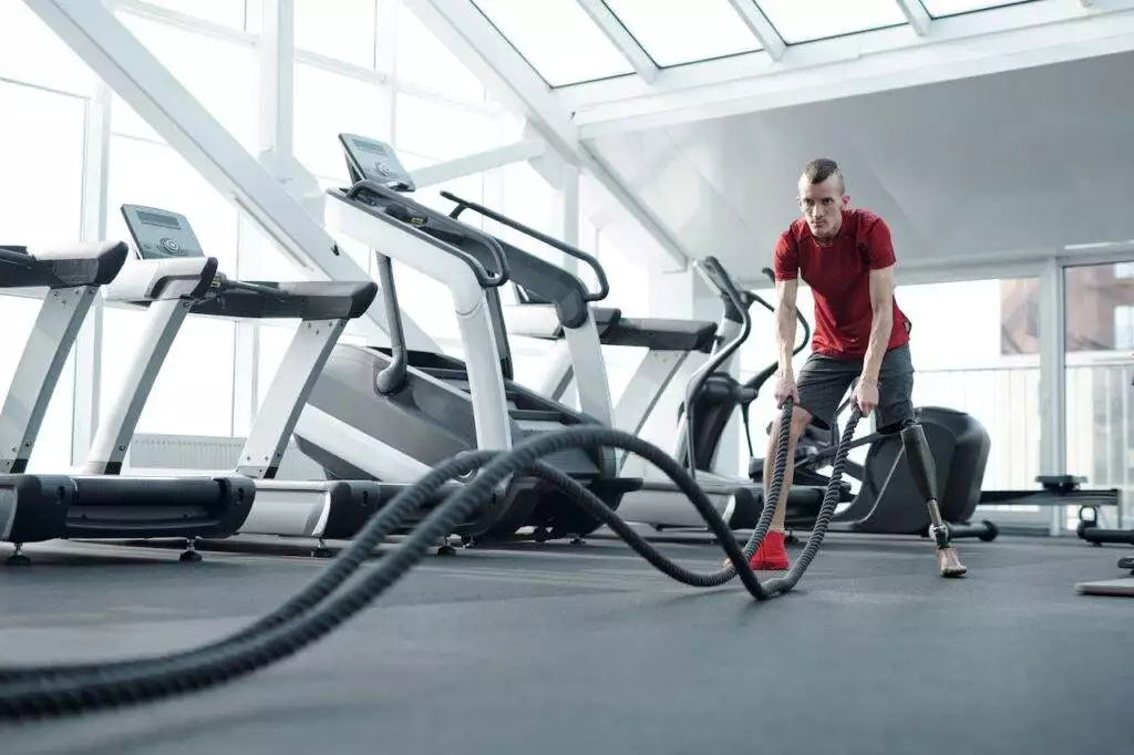 Man Wearing Red Shirt exercising