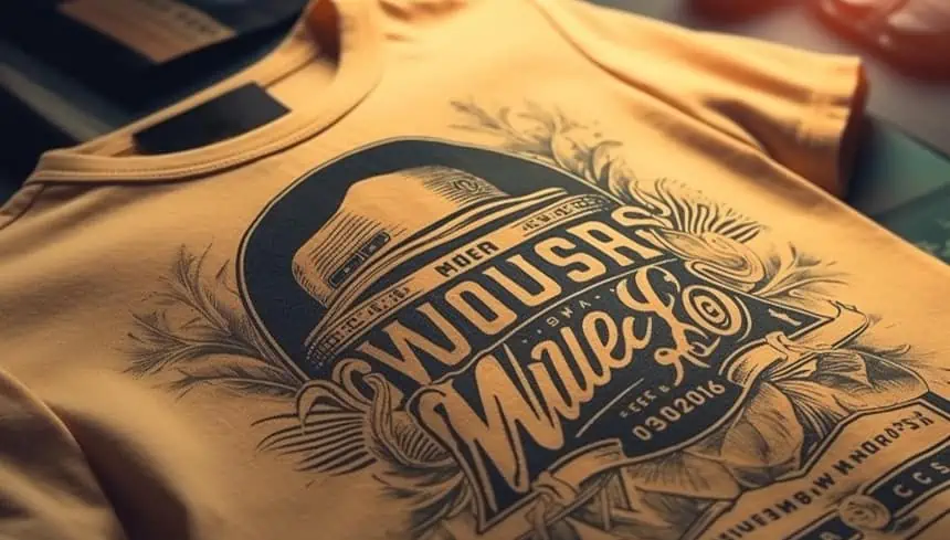 How to Transfer a Drawing onto a Shirt with Freezer Paper Stenciling 1 Woursa whiskey graphic on a beige T-shirt, detailed vintage style.