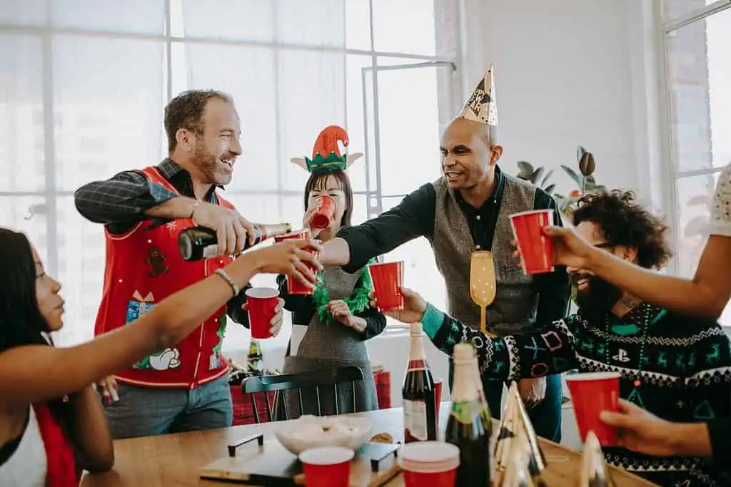 Friends Having a Christmas Party
