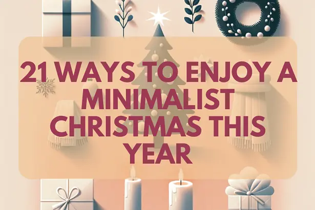 Modern minimalist Christmas decorations with candles, wreaths, and gifts.