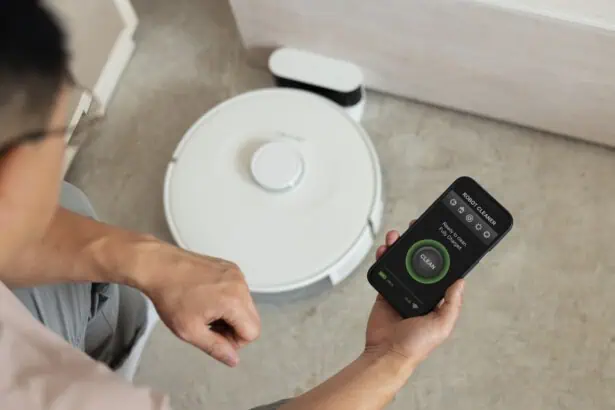 Robot vacuum cleaner with smartphone control app.
