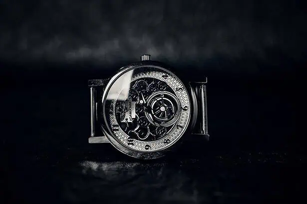 Luxury mechanical watch with visible gears and intricate design.