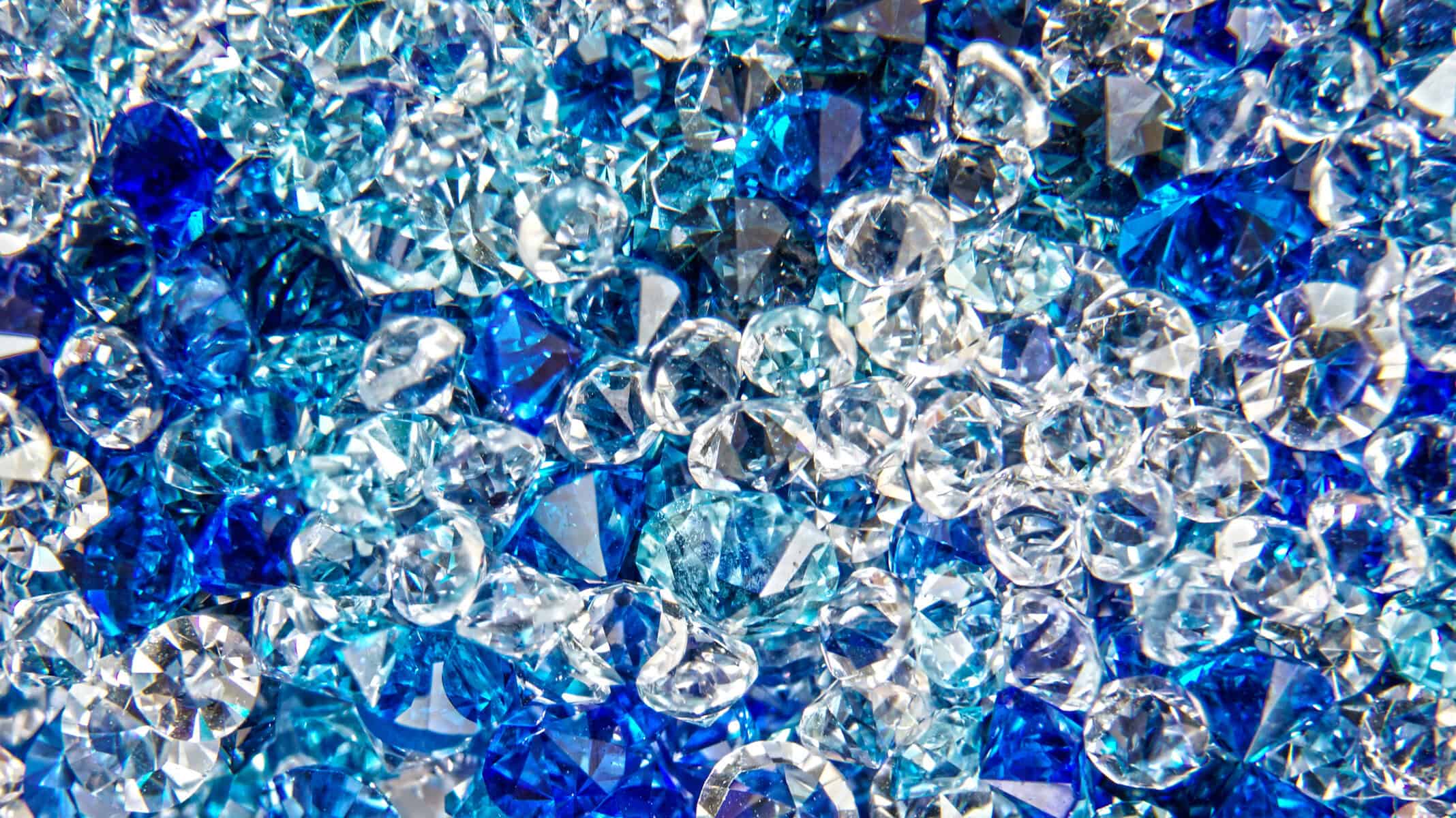 Luxurious diamonds in shades of blue and clear for jewelry lovers.