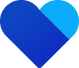 Stylized blue heart icon representing love and connection.