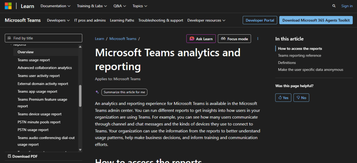 Microsoft Teams analytics and reporting tools for better insights.