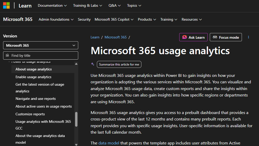 Dashboard showing Microsoft Teams usage analytics and user activity metrics.