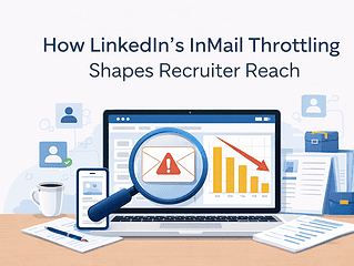 Illustration of LinkedIn InMail throttling affecting recruiter outreach.