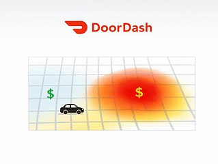 Visual heat map showing DoorDash delivery zones and demand intensity.