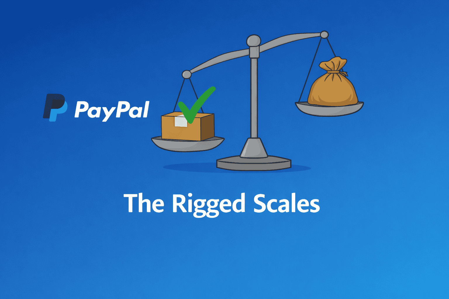 Home Icy 39 Scales illustrating imbalance in PayPal dispute resolution process.
